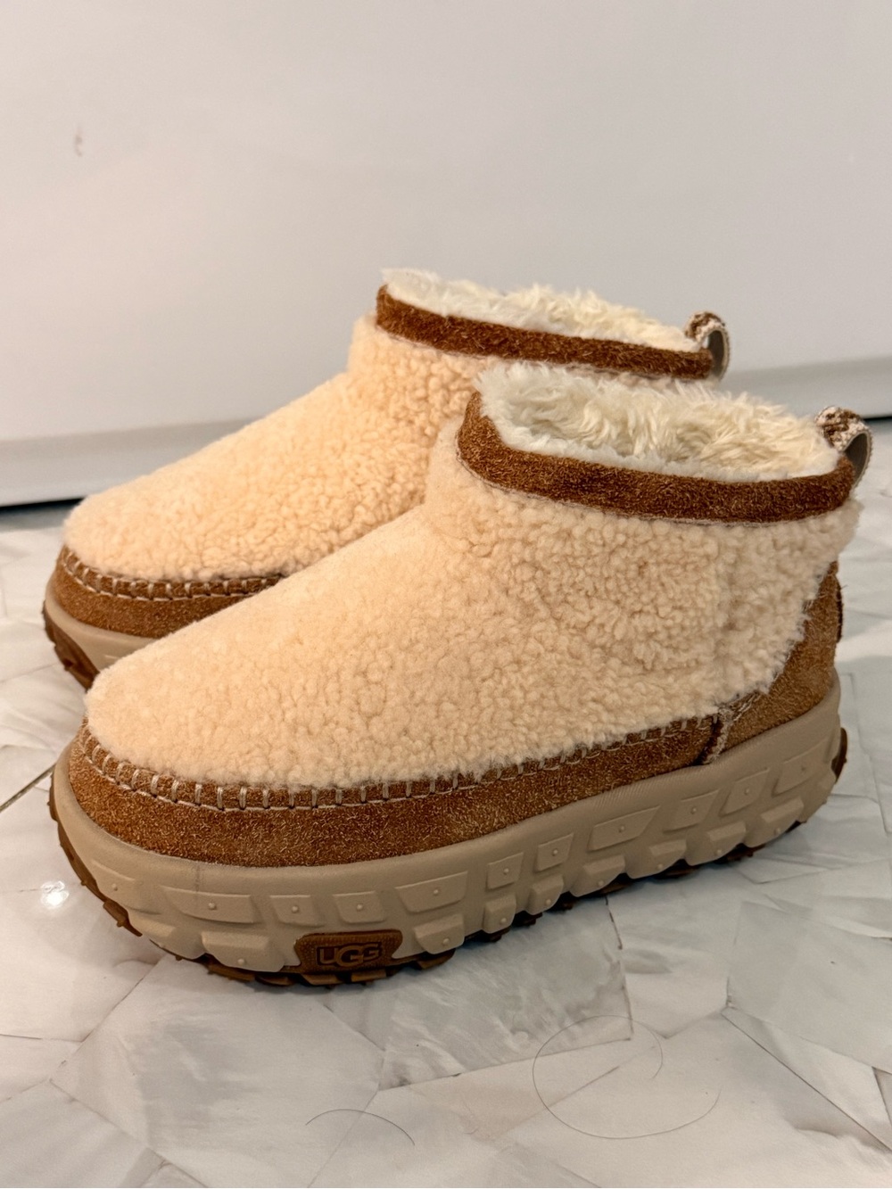 Shearling platform boots size 8